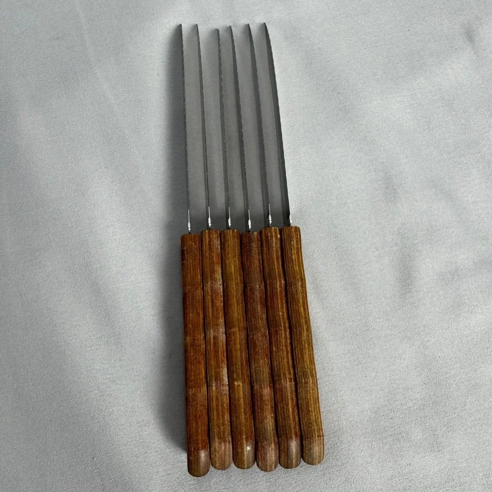 Vintage Imperial Veri-Veri-Sharp Steak Knives Set of 6 MCM 1978 Stainless USA
